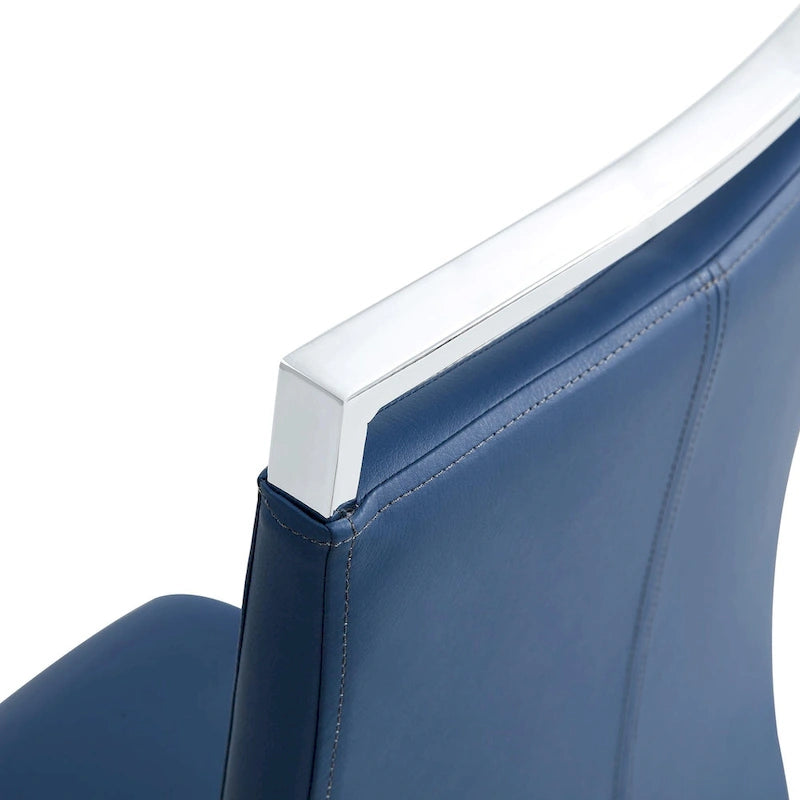 Modern Dining Chair, High Back with C-Shaped Chrome Metal Legs