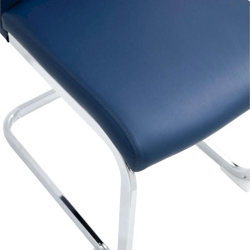 Modern Dining Chair, High Back with C-Shaped Chrome Metal Legs