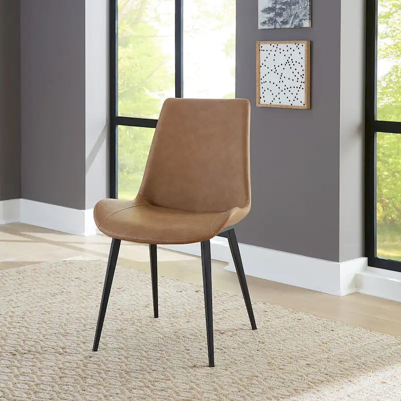 Nicoya Upholstered Dining Chair in Buckskin Synthetic Leather and Black - 34 x 36.1 x 23