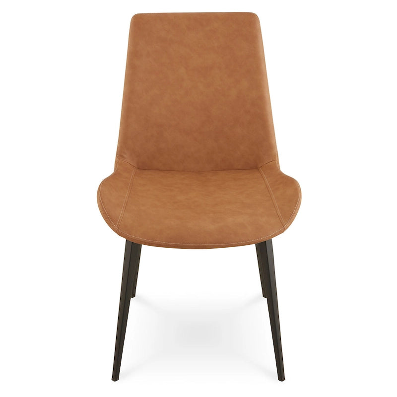 Upholstered Dining Chair in Buckskin Synthetic Leather and Black - 34 x 36.1 x 23