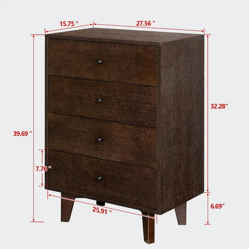 Commode à 4 tiroirs avec poignées rondes