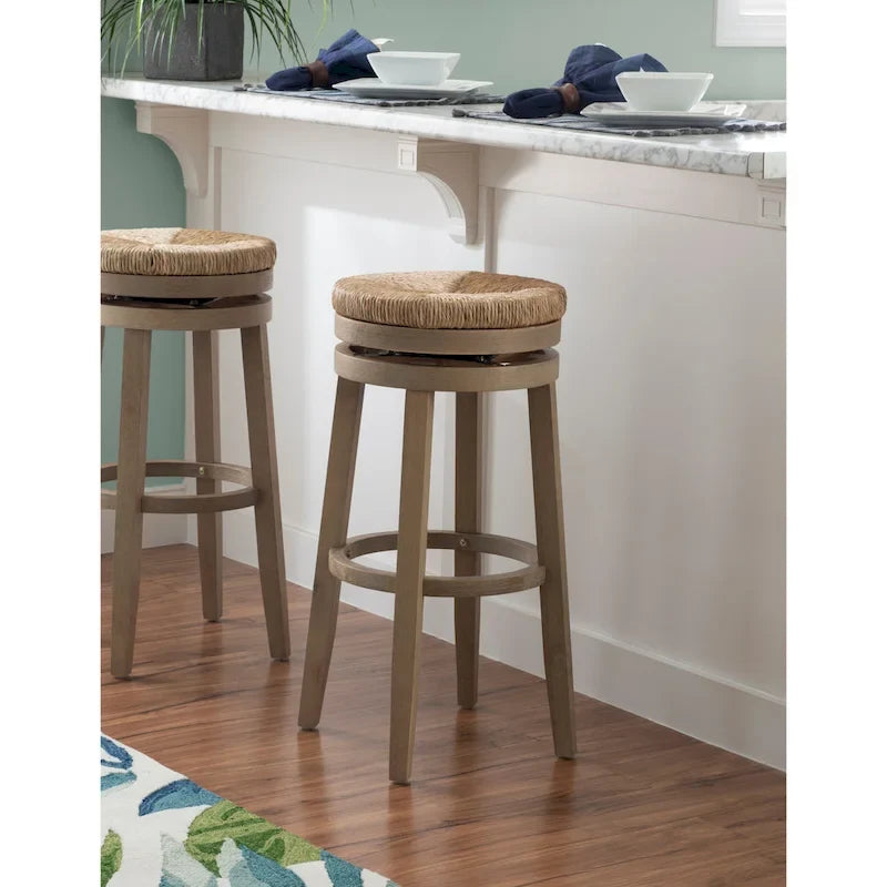 Backless 31-Inch 360-Degree Swivel Bar Stool with Seagrass Seat