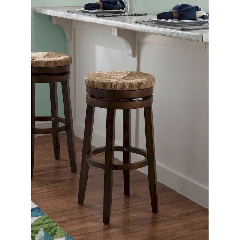 Backless 31-Inch 360-Degree Swivel Bar Stool with Seagrass Seat