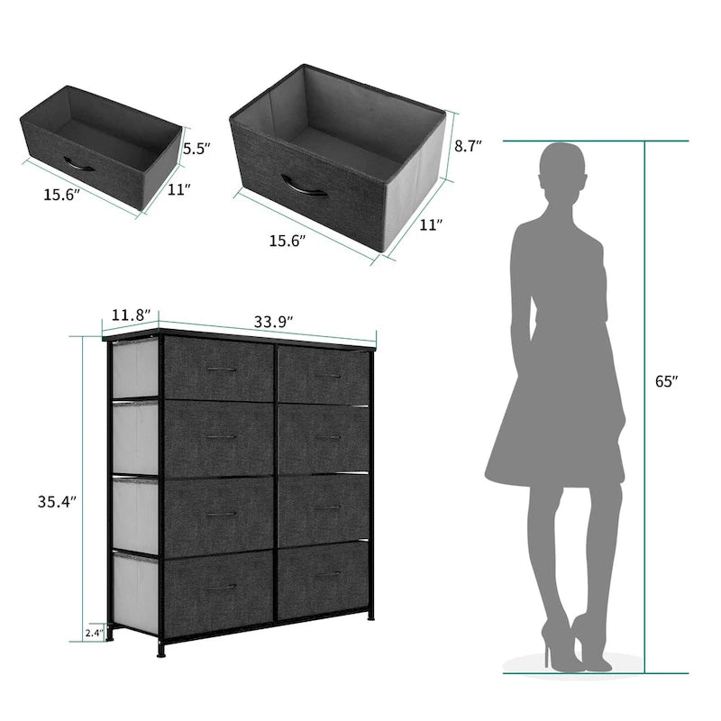 8 Drawer Vertical Dresser Storage Tower