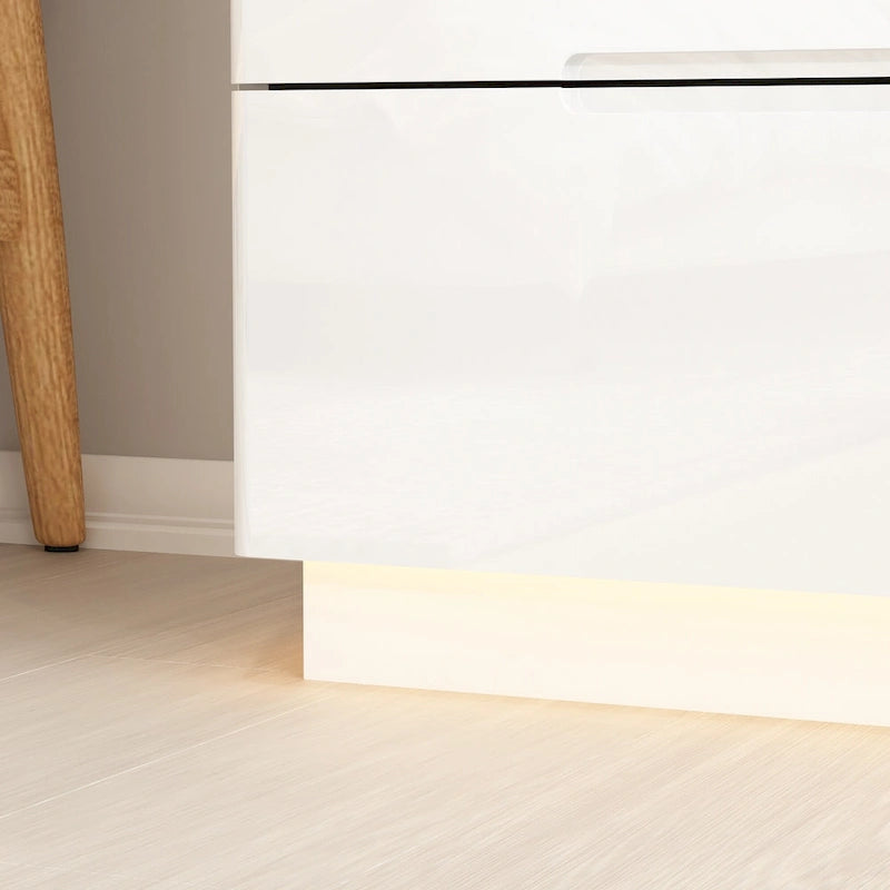 5 Drawer Chest Dresser with High Gloss Drawers and LED Light