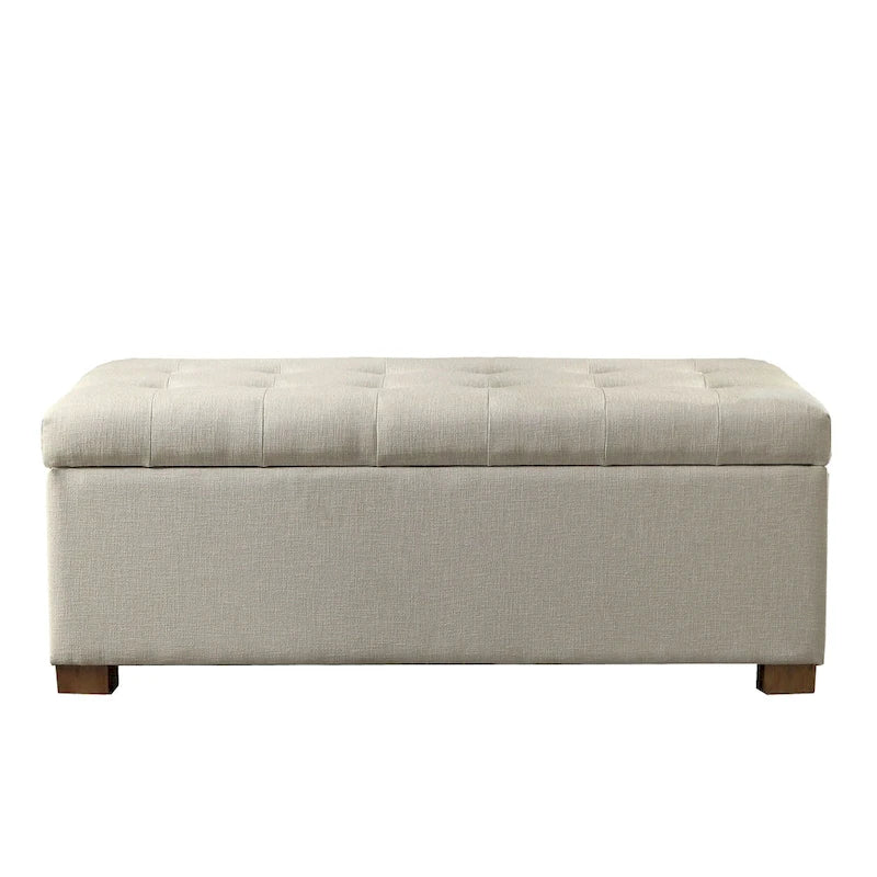 Beige Tufted Storage Bench