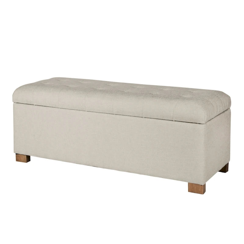 Beige Tufted Storage Bench