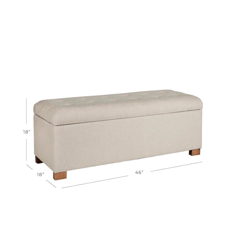 Beige Tufted Storage Bench