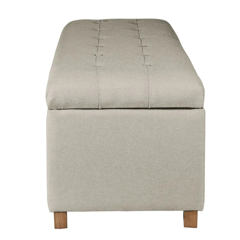 Beige Tufted Storage Bench