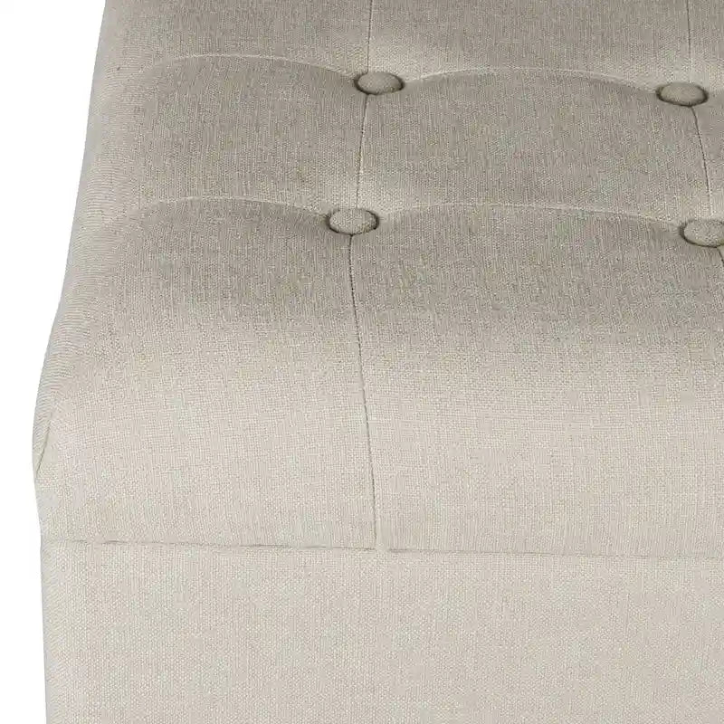 Beige Tufted Storage Bench