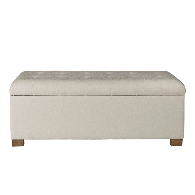 Beige Tufted Storage Bench
