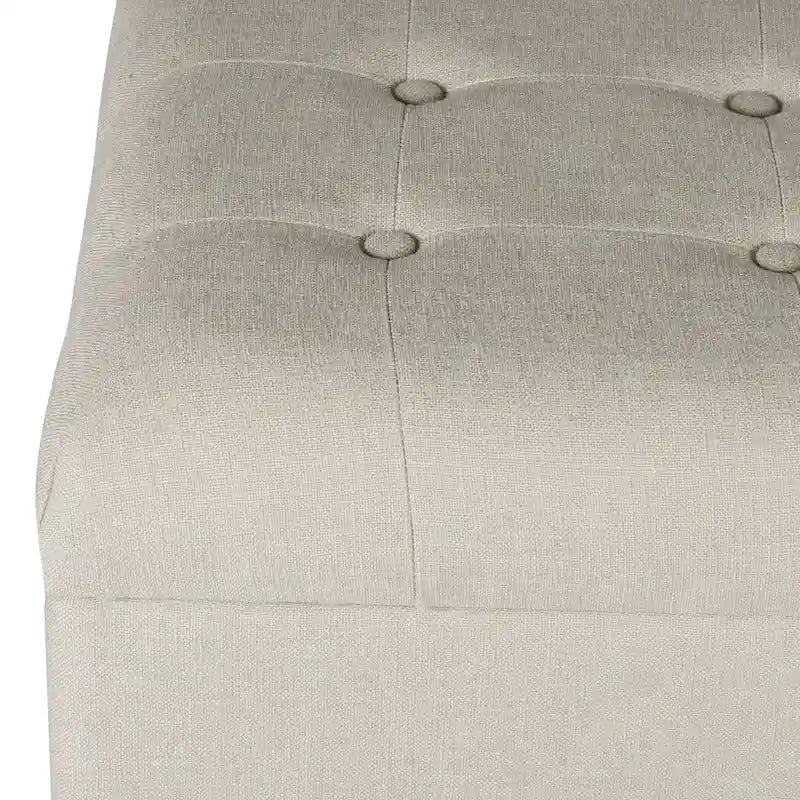 Beige Tufted Storage Bench