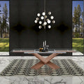 Transparent Glass Top with Wood Leg Extendable Dining Table - 106/70.87*35.43*30 inches