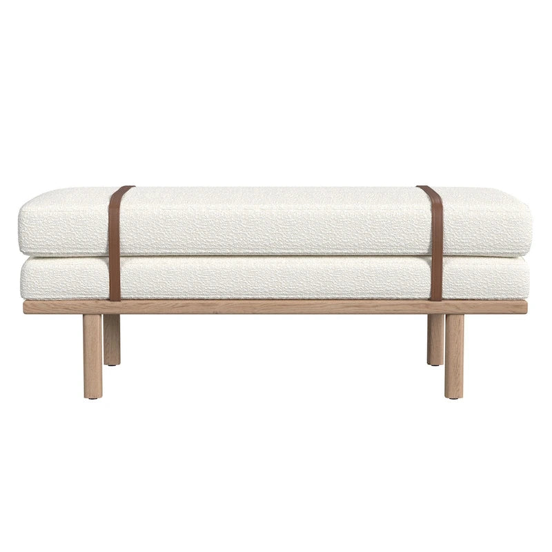 Upholstered Bench with Wood Base
