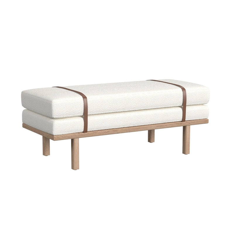 Upholstered Bench with Wood Base