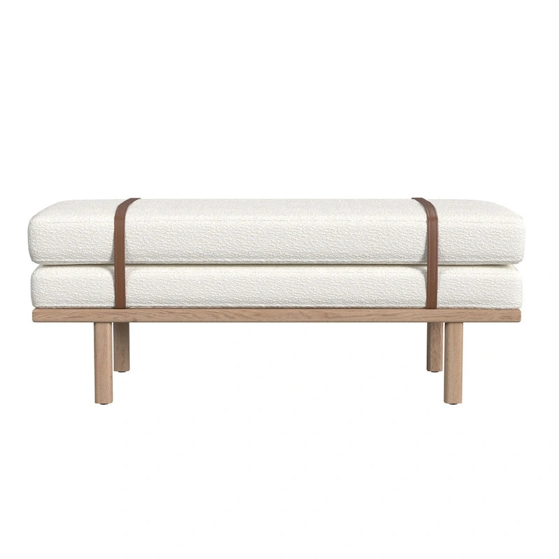 Upholstered Bench with Wood Base