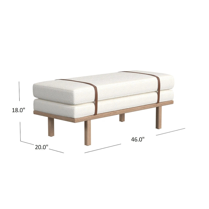 Upholstered Bench with Wood Base
