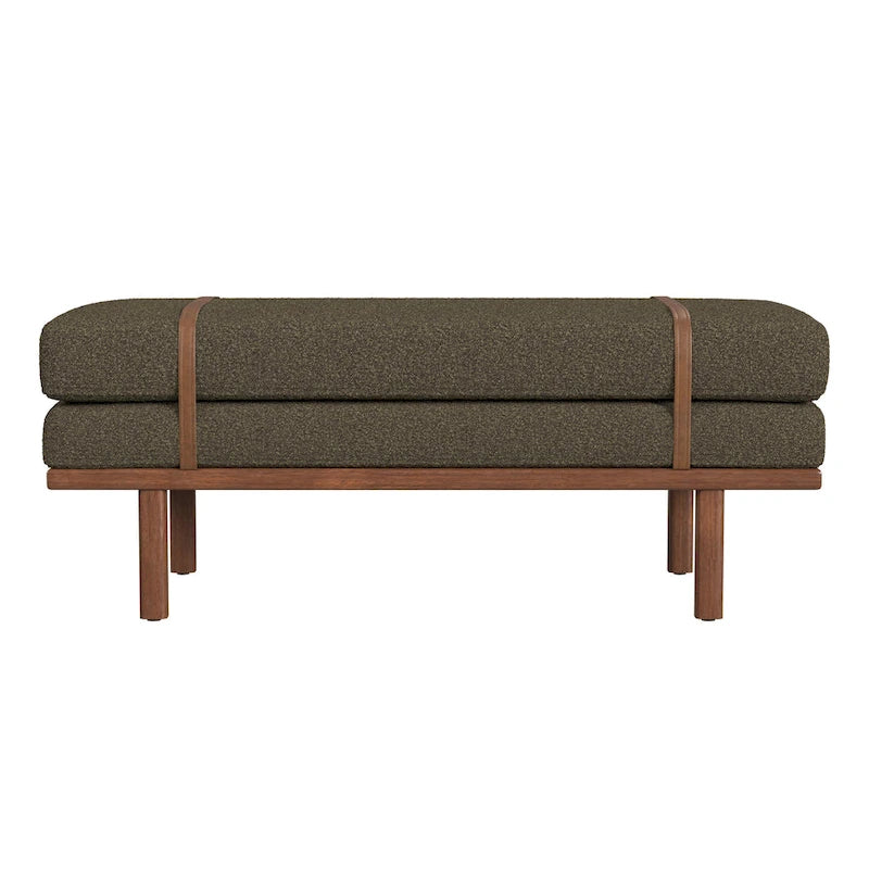 Upholstered Bench with Wood Base