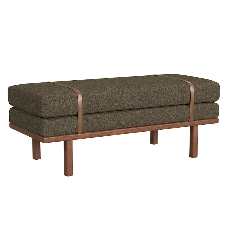 Upholstered Bench with Wood Base