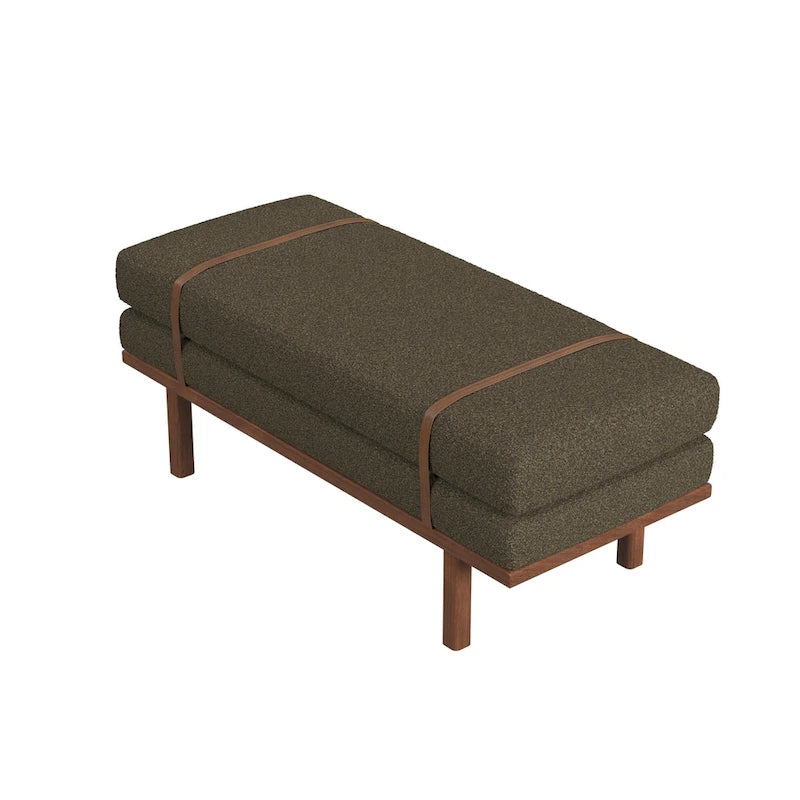 Upholstered Bench with Wood Base