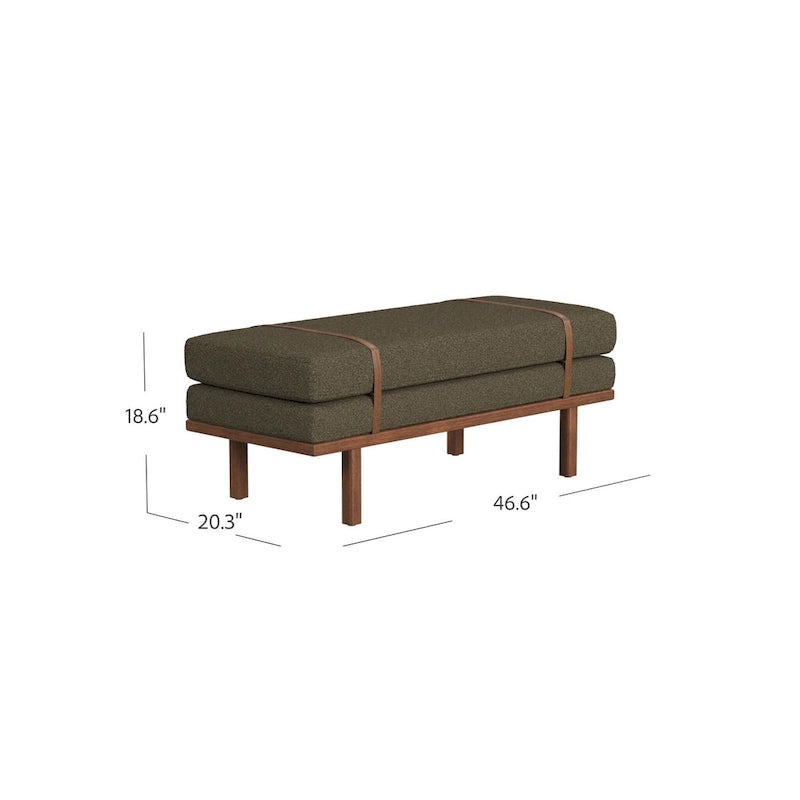 Upholstered Bench with Wood Base