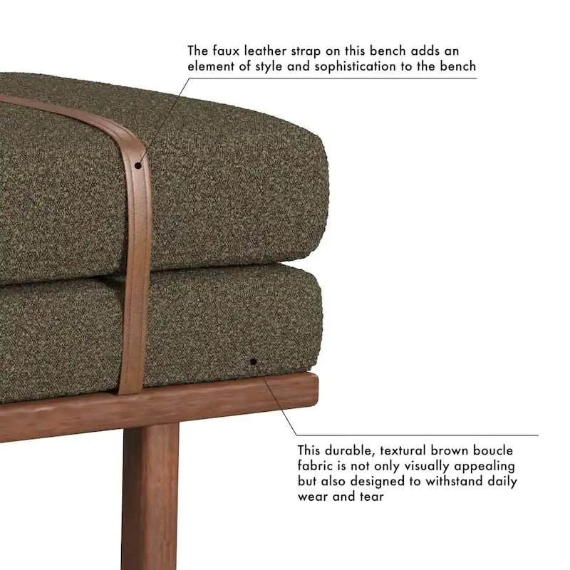 Upholstered Bench with Wood Base
