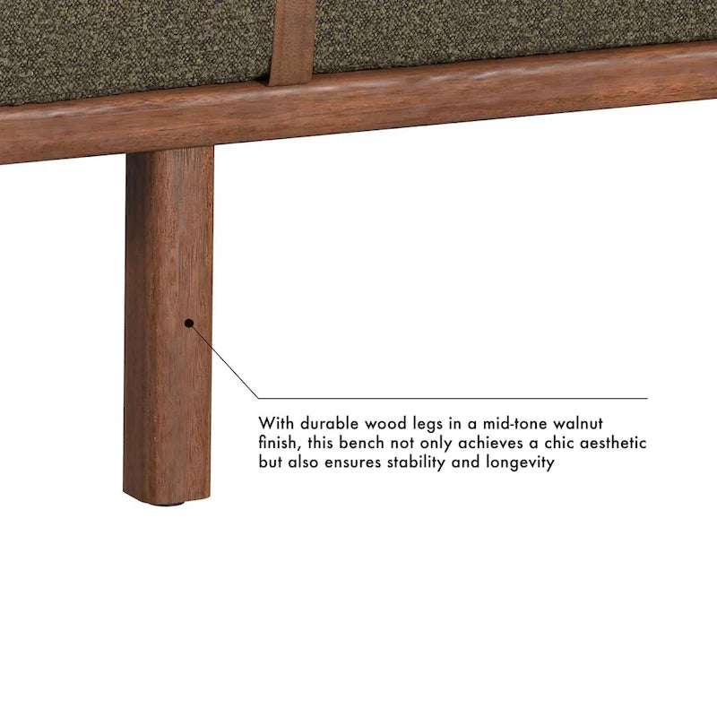 Upholstered Bench with Wood Base