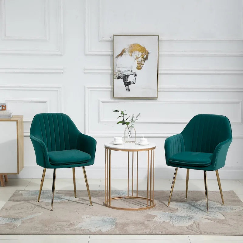 Upholstered Velvet Dining Chair with Armrests