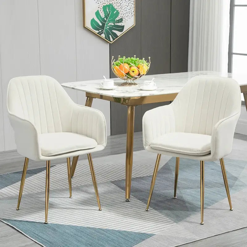 Upholstered Velvet Dining Chair with Armrests