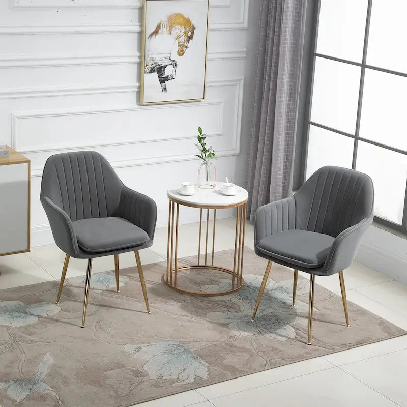 Upholstered Velvet Dining Chair with Armrests