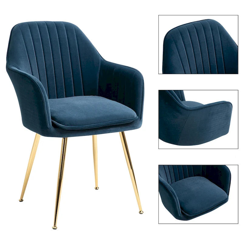 Upholstered Velvet Dining Chair with Armrests