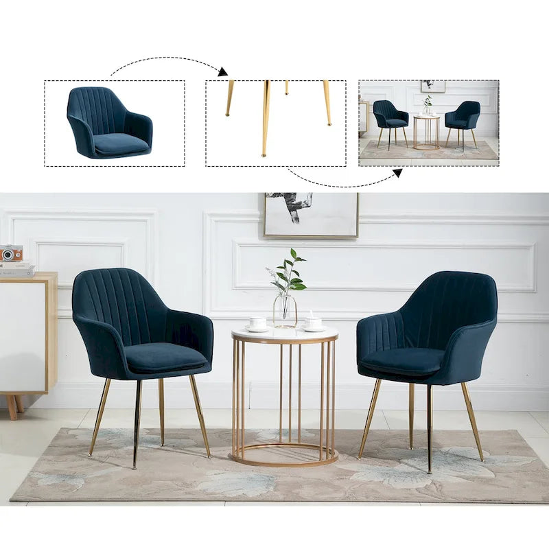Upholstered Velvet Dining Chair with Armrests
