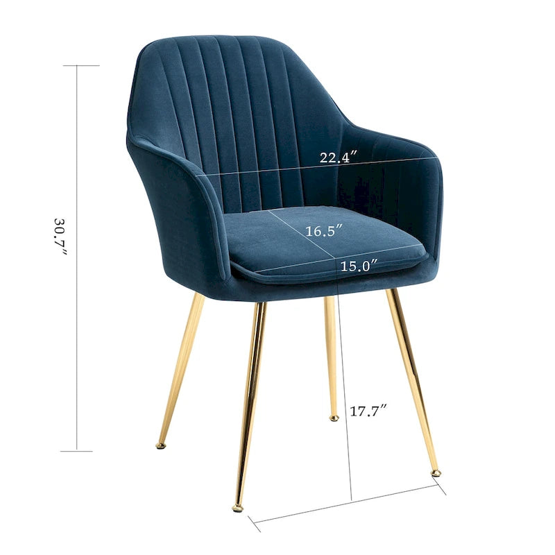 Upholstered Velvet Dining Chair with Armrests