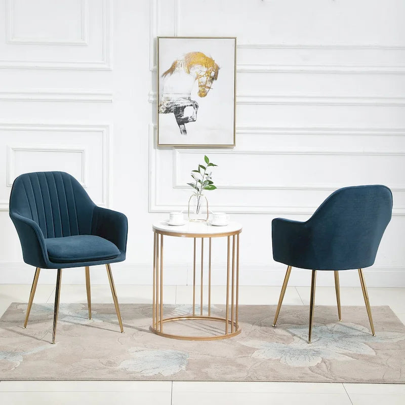 Upholstered Velvet Dining Chair with Armrests