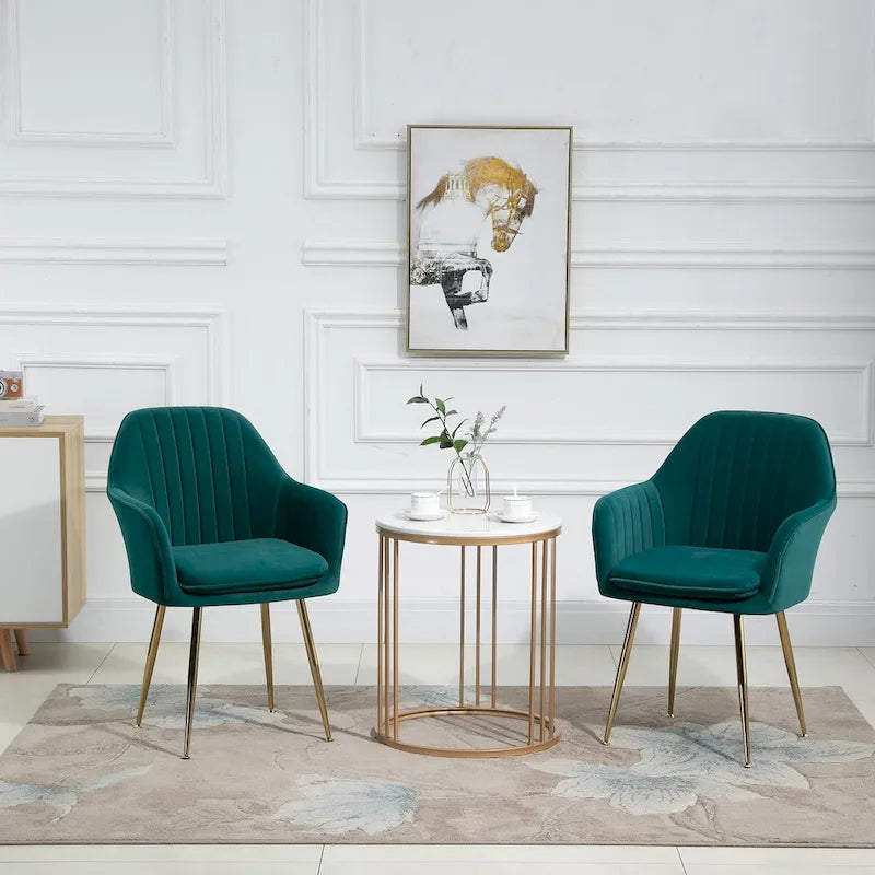 Upholstered Velvet Dining Chair with Armrests