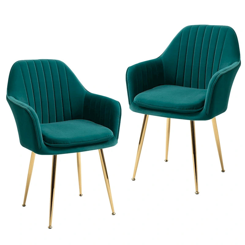 Upholstered Velvet Dining Chair with Armrests