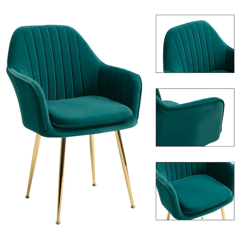 Upholstered Velvet Dining Chair with Armrests