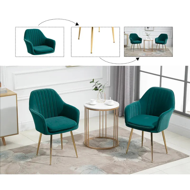 Upholstered Velvet Dining Chair with Armrests