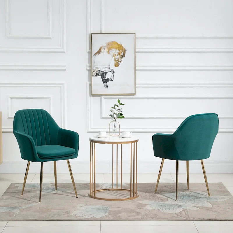 Upholstered Velvet Dining Chair with Armrests