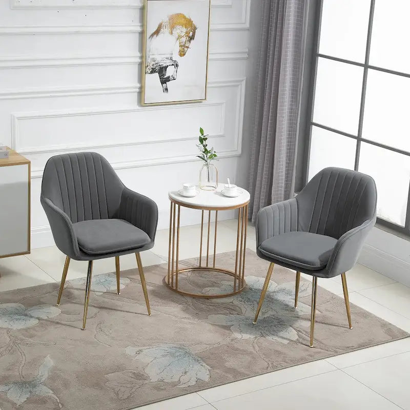 Upholstered Velvet Dining Chair with Armrests