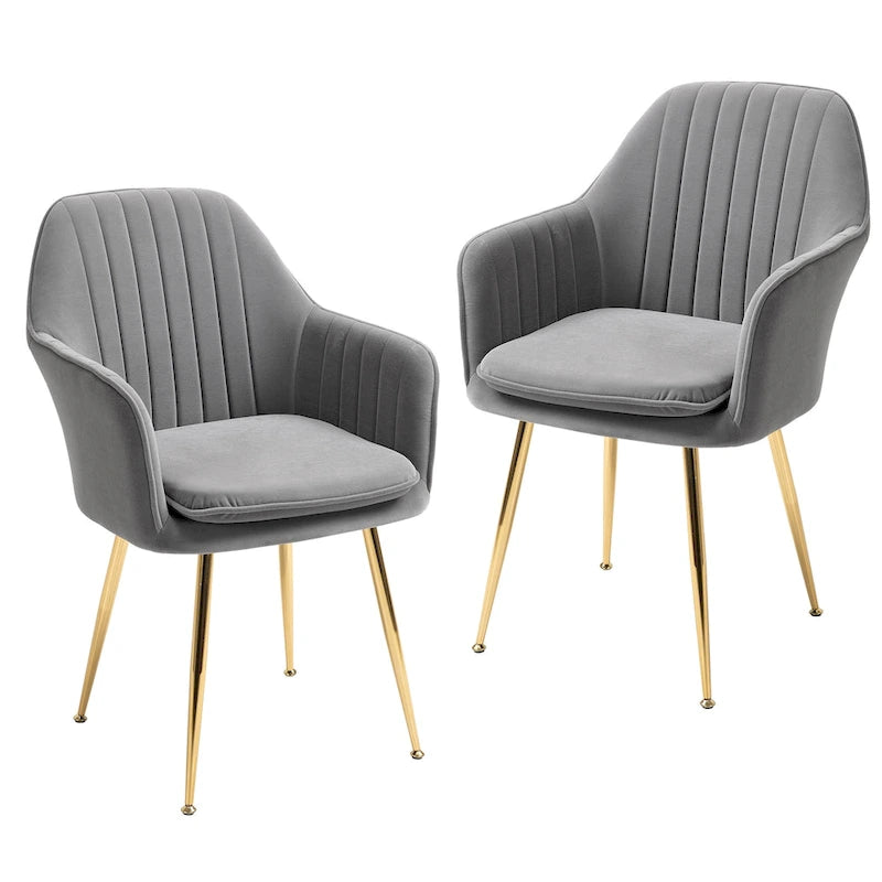 Upholstered Velvet Dining Chair with Armrests