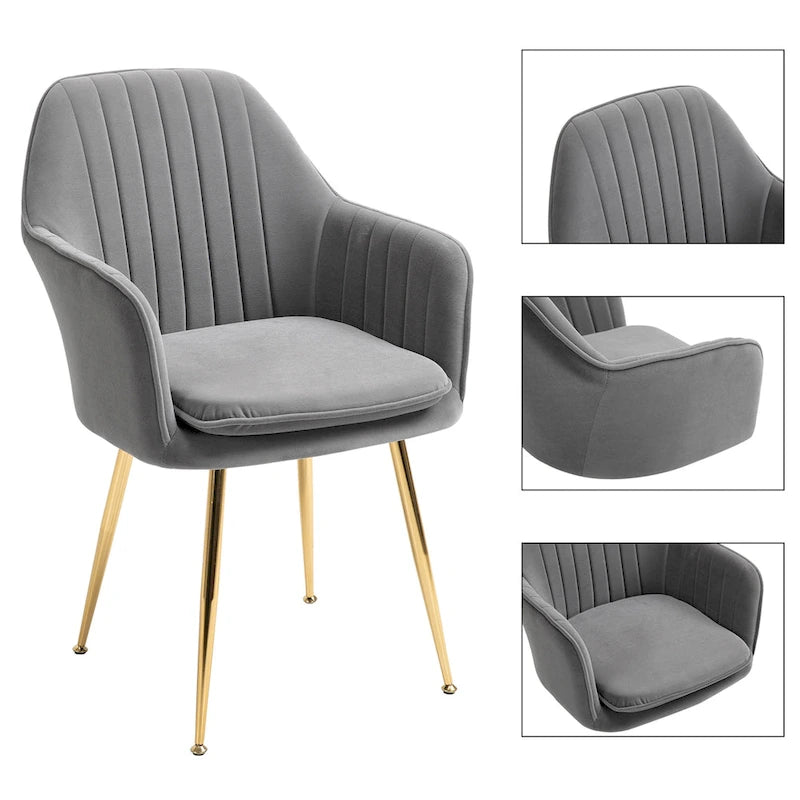 Upholstered Velvet Dining Chair with Armrests