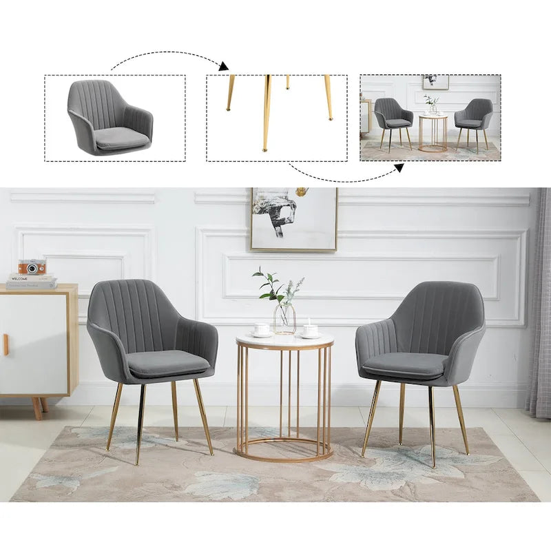 Upholstered Velvet Dining Chair with Armrests