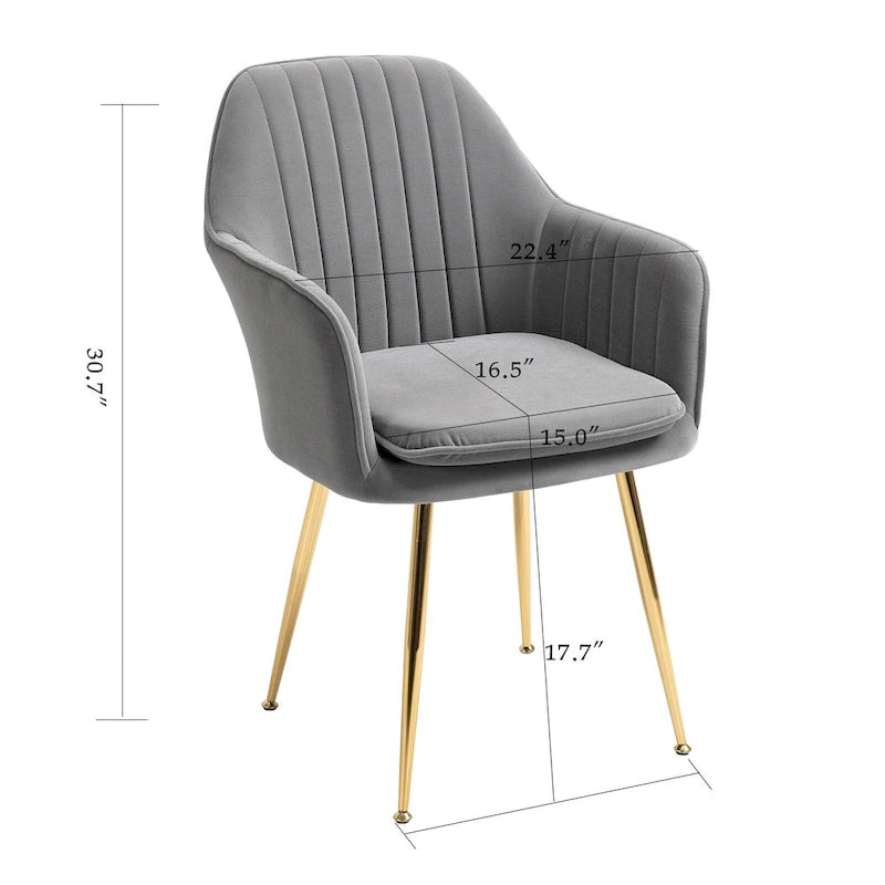 Upholstered Velvet Dining Chair with Armrests