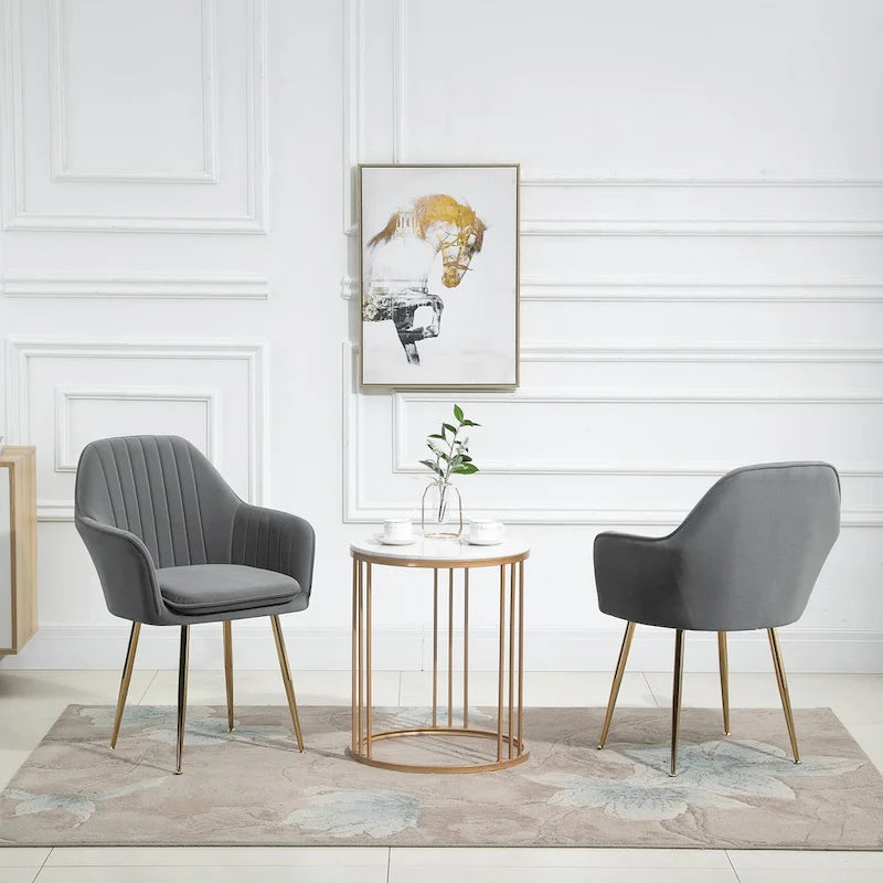 Upholstered Velvet Dining Chair with Armrests