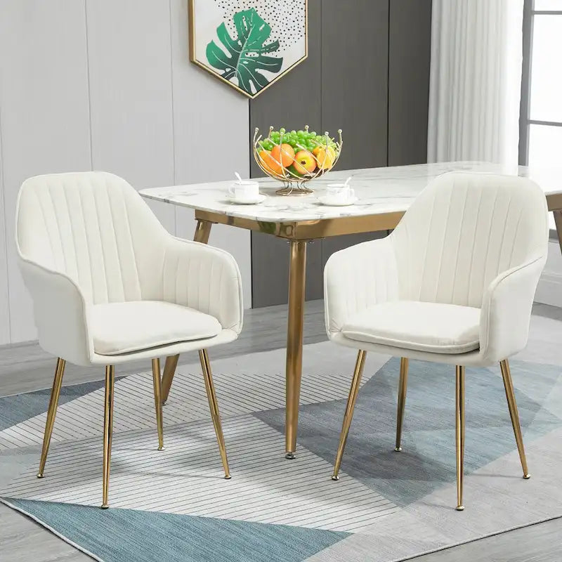 Upholstered Velvet Dining Chair with Armrests