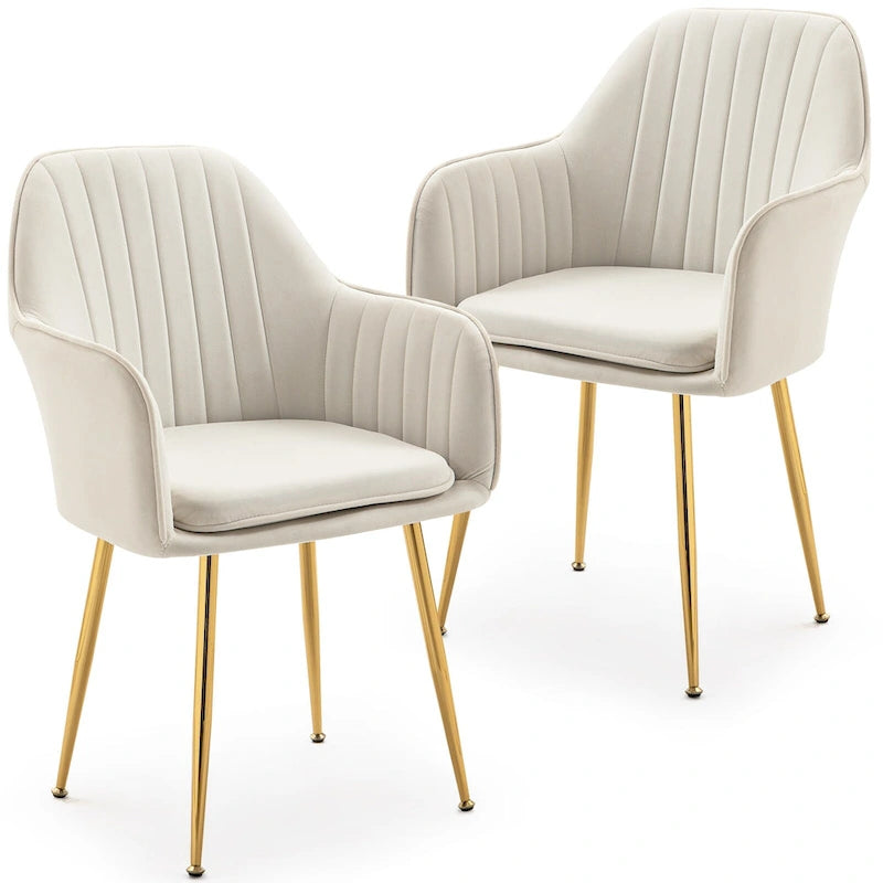 Upholstered Velvet Dining Chair with Armrests