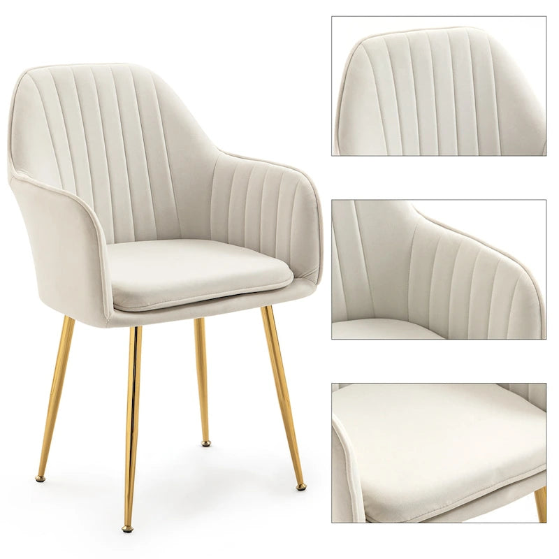 Upholstered Velvet Dining Chair with Armrests