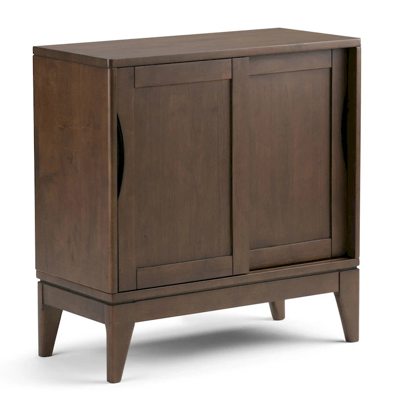 Niedriger Stauraumschrank aus Massivholz im modernen Mid-Century-Stil, 30 Zoll breit - 30W x 14D x 31H