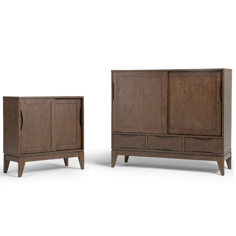 Niedriger Stauraumschrank aus Massivholz im modernen Mid-Century-Stil, 30 Zoll breit - 30W x 14D x 31H